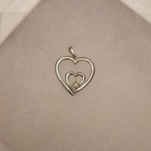 Delicate Double Heart Pendant Necklace in Silver